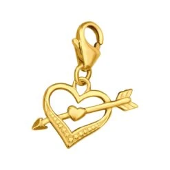 Gold Plated Hart En Pijl Bedel