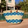 Bohemida- Rieten Tas - Boho Ibiza Shopper Tas/Strandtas - Blauw Aztec Borduur - Boodschappentas - Mandtas – Boodschappenmand -Liora Luxe Winkel 1200x1200 730