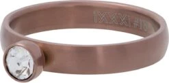 IXXXi JEWELRY - Vulring - Zirconia Ring 1 Steens Cristal - Mat Bruin - 4mm - Maat 20