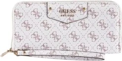Guess Eco Brenton Dames Large Zip Around - White Logo