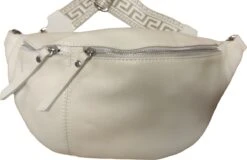 San Marco Zacht Lederen Cross Body Tas Zilverkleurige Rits EXTRA LARGE - Extra Rits Achteraan – Heuptas – Fashion – Banaan Crème Met Extra Riem -Liora Luxe Winkel 1200x775 1