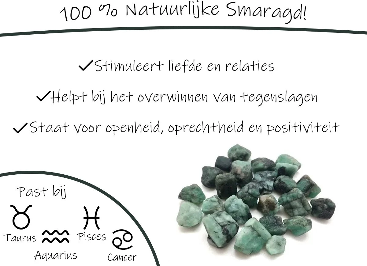 Bixorp Gems Ruwe Smaragd Hart Chakra Ketting - 18 Karaat Verguld Goud & Roestvrij Staal - 36cm + 8cm Verstelbaar 9 Bixorp Gems Ruwe Smaragd Hart Chakra Ketting - 18 Karaat Verguld Goud & Roestvrij Staal - 36cm + 8cm Verstelbaar - Afbeelding 7