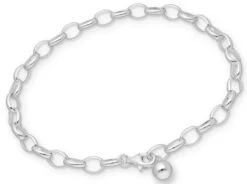 Joy|S - Zilveren Armband - Anker Schakel - Geschikt Voor (slotjes) Bedels - Incl. Bal Bedel - 20 Cm / 5 Mm