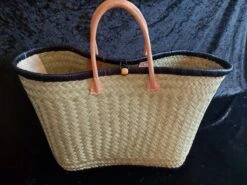 Rieten Strandtas Met Zwarte Bies, Strandtas, Shopper, Rietentas, Bohemida- Rieten Tas - Boho Ibiza Shopper Tas/Strandtas - Boodschappentas - Mandtas – Boodschappenmand