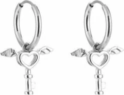 Michelle Bijoux Oorhangers Hart Vleugels Zilver -Liora Luxe Winkel 1200x922