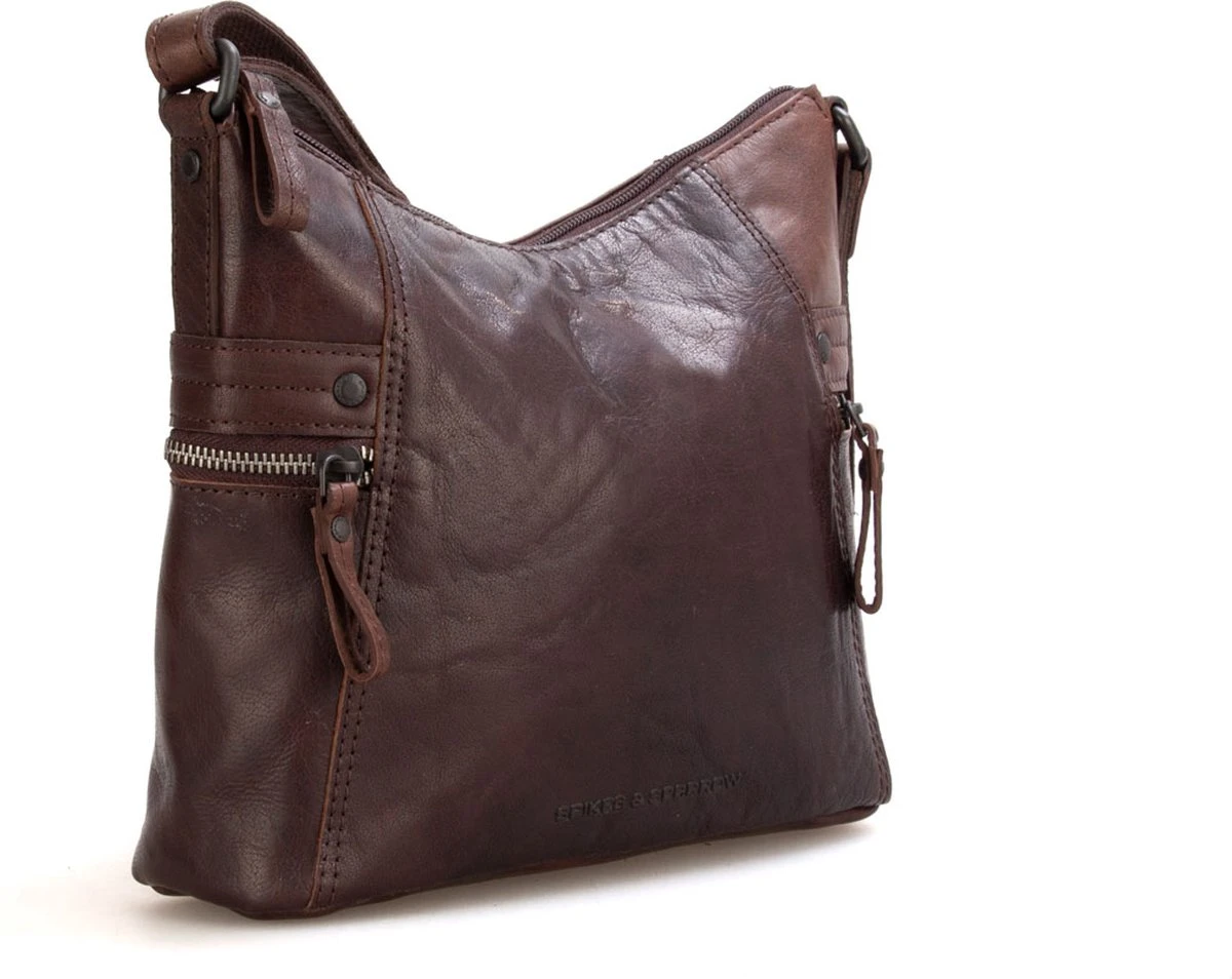 Spikes & Sparrow Crossbody Schoudertas Donker Bruin 4 Spikes & Sparrow Crossbody Schoudertas Donker Bruin - Afbeelding 2