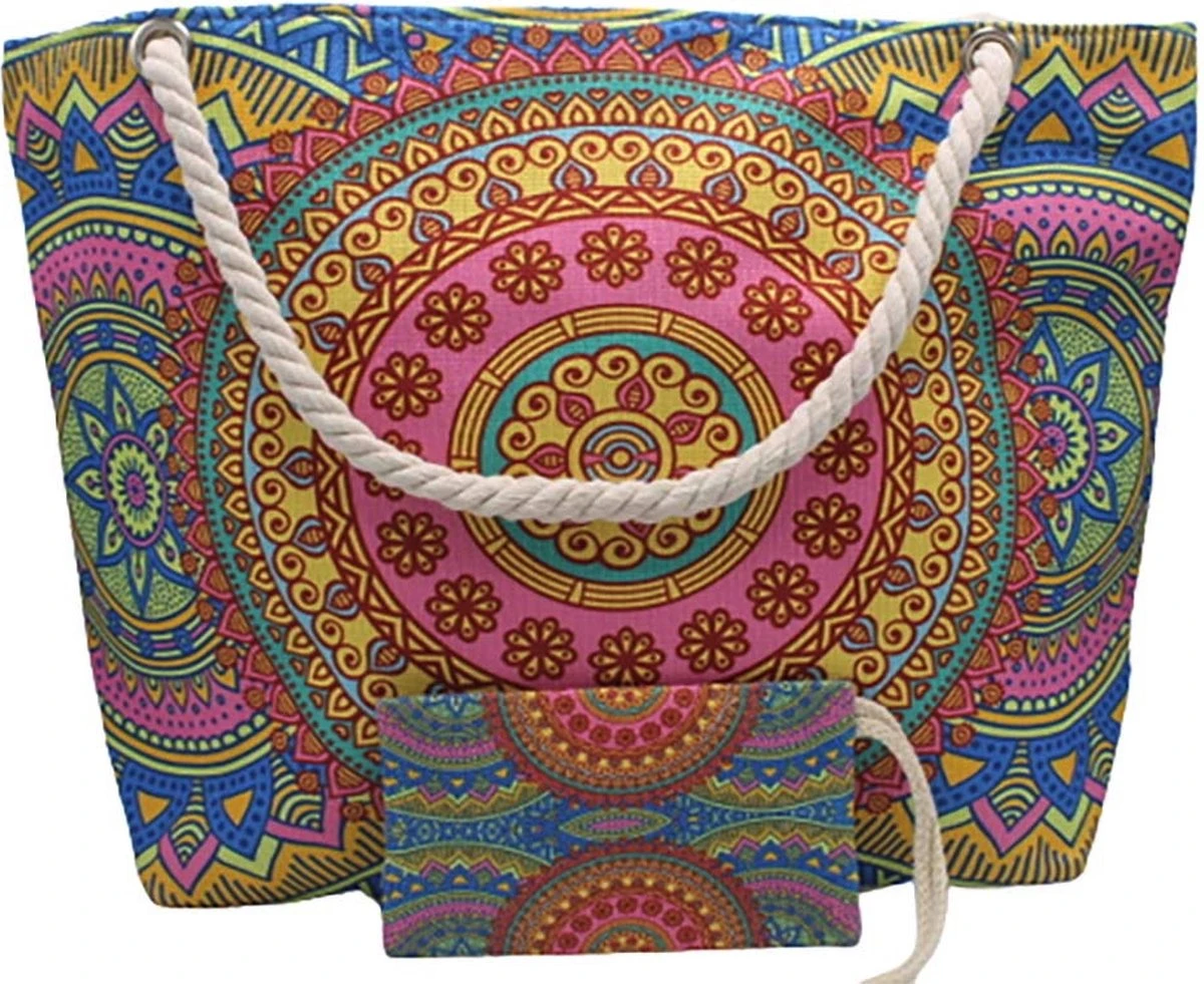 Strandtas Shopper Weekendtas Met Rits Multi Roze 3 Strandtas Shopper Weekendtas Met Rits Multi Roze