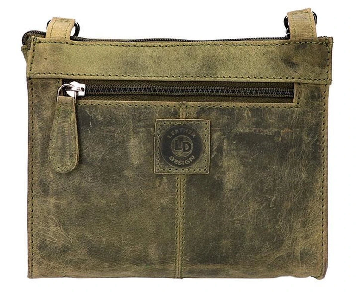 Leather Design Leren Schoudertasje / Heuptasje Groen 5 Leather Design Leren Schoudertasje / Heuptasje Groen - Afbeelding 3