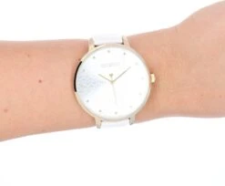 OOZOO Timepieces - Goudkleurige Horloge Met Witte Leren Band - C11158 8 OOZOO Timepieces - Goudkleurige Horloge Met Witte Leren Band - C11158 -Liora Luxe Winkel 1200x992 1