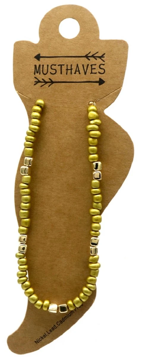 Enkelbandje Met Glaskralen - Anklet - Lengte 25-30 Cm - Goudkleurig 4 Enkelbandje Met Glaskralen - Anklet - Lengte 25-30 Cm - Goudkleurig - Afbeelding 2