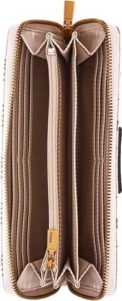 Guess Alva SLG Large Zip Around Dames Portemonnee - Cream Logo -Liora Luxe Winkel 487x1200 1