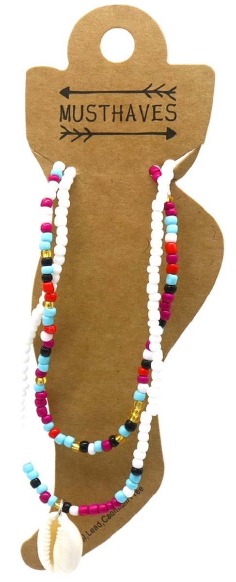 Enkelbandje Met Kralen - Schelp - Anklet - Lengte 25-30 Cm - Multicolor 4 Enkelbandje Met Kralen - Schelp - Anklet - Lengte 25-30 Cm - Multicolor - Afbeelding 2