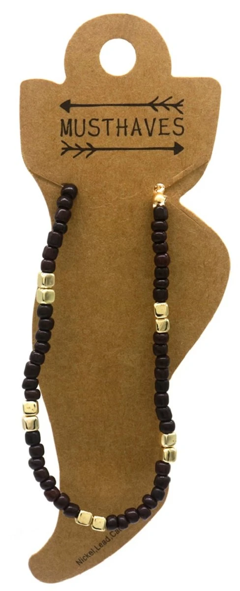 Enkelbandje Met Glaskralen - Anklet - Lengte 25-30 Cm - Bruin 4 Enkelbandje Met Glaskralen - Anklet - Lengte 25-30 Cm - Bruin - Afbeelding 2