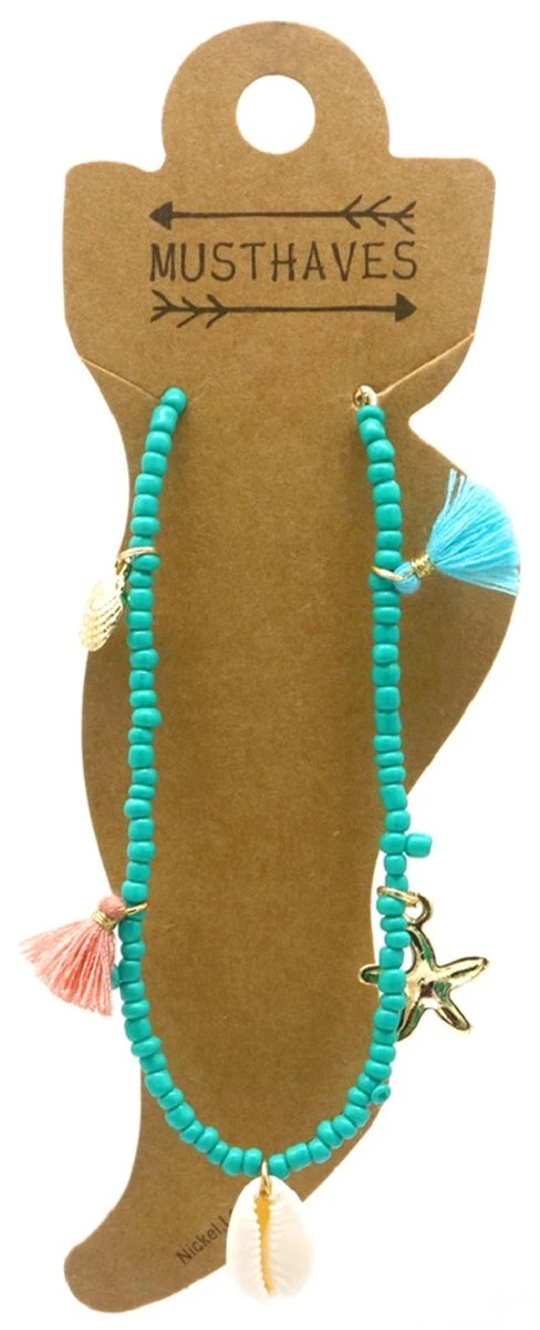 Enkelbandje - Schelp En Zeester - Anklet - Lengte 25-30 Cm - Blauw 4 Enkelbandje - Schelp En Zeester - Anklet - Lengte 25-30 Cm - Blauw - Afbeelding 2