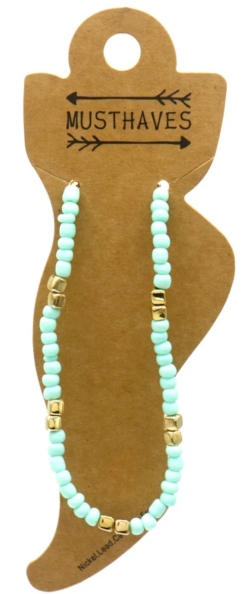 Enkelbandje Met Glaskralen - Anklet - Lengte 25-30 Cm - Lichtblauw 4 Enkelbandje Met Glaskralen - Anklet - Lengte 25-30 Cm - Lichtblauw - Afbeelding 2