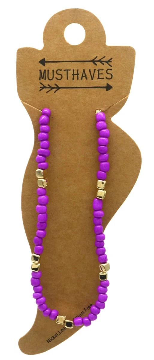 Enkelbandje Met Glaskralen - Anklet - Lengte 25-30 Cm - Paars 4 Enkelbandje Met Glaskralen - Anklet - Lengte 25-30 Cm - Paars - Afbeelding 2