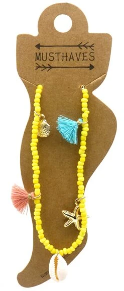 Enkelbandje - Schelp En Zeester - Anklet - Lengte 25-30 Cm - Geel -Liora Luxe Winkel 515x1200