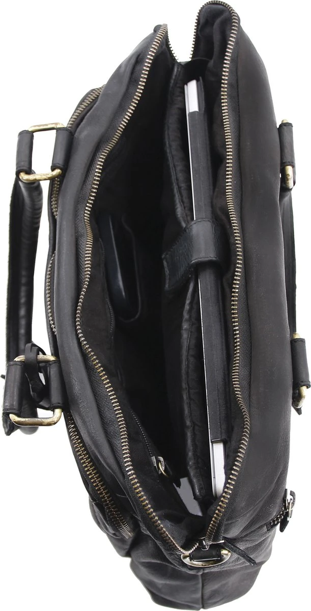 Roberto Romano Damestas - SORRENTO - Zwart - Echt Leer - 24x38x8cm - JU-48202 5 Roberto Romano Damestas - SORRENTO - Zwart - Echt Leer - 24x38x8cm - JU-48202 - Afbeelding 3