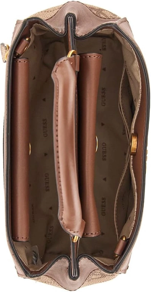 Guess Berta Sml Dbl Cmprtmnt Satchel Schoudertassen Dames - Camel - Maat ONESIZE 5 Guess Berta Sml Dbl Cmprtmnt Satchel Schoudertassen Dames - Camel - Maat ONESIZE - Afbeelding 3