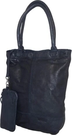 Justified Leren Shopper Met Etui Navy