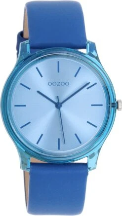 OOZOO Timepieces - Klassiek Blauwe Horloge Met Klassiek Blauwe Leren Band - C11143