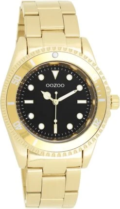 OOZOO Timepieces - Goudkleurige Horloge Met Goudkleurige Roestvrijstalen Armband - C11148