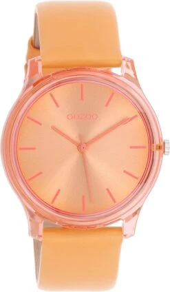 OOZOO Timepieces - Oranje Horloge Met Mango Leren Band - C11141