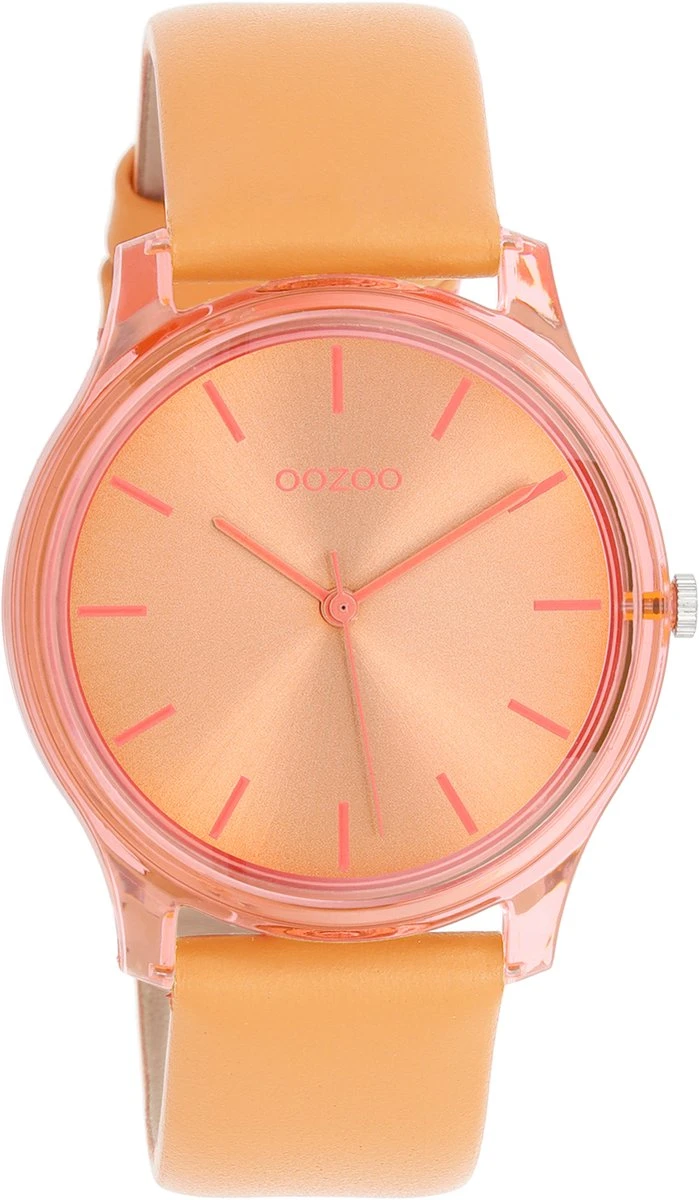 OOZOO Timepieces - Oranje Horloge Met Mango Leren Band - C11141 3 OOZOO Timepieces - Oranje Horloge Met Mango Leren Band - C11141