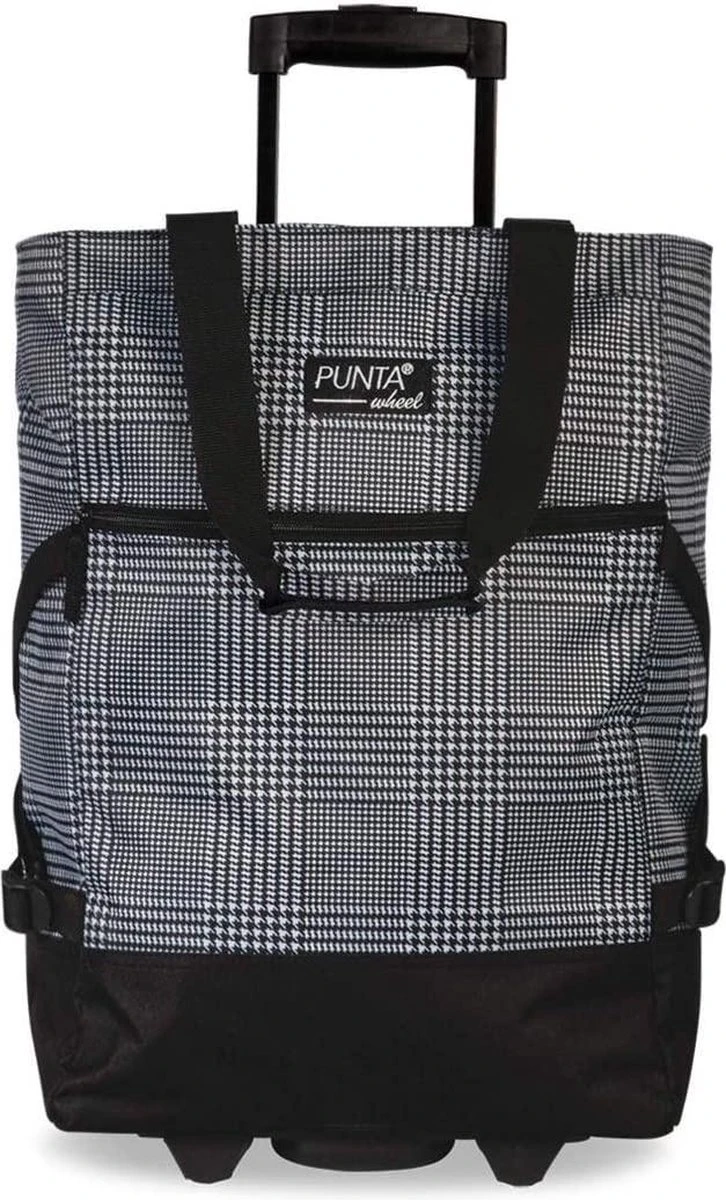 Punta Wheel Trolley Shopper Geruit Zwart/Wit 3 Punta Wheel Trolley Shopper Geruit Zwart/Wit