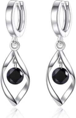 Oorbellen Dames | Oorringen Dames | 925 Zilver | Oorhangers Dames | Zwarte Dames Oorbellen | Twister Oorbellen | Cadeau Voor Vrouw