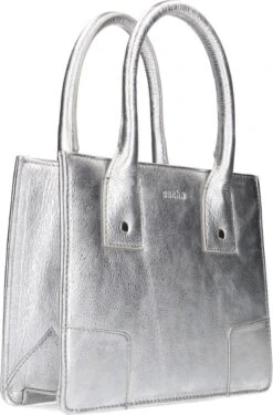 Sacha - Zilverkleurige Leren Handtas -Liora Luxe Winkel 791x1200