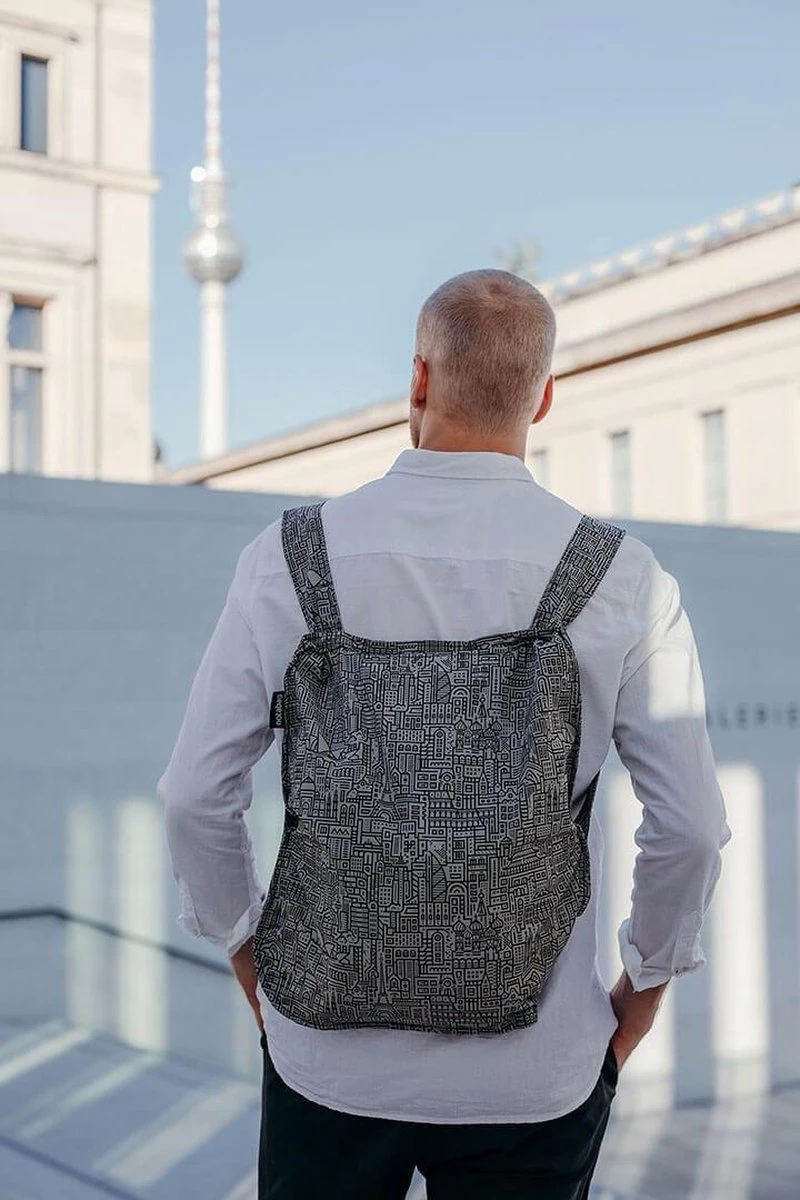 Notabag Rugzak / Shopper Hello World Grijs/Zwart 11 Notabag Rugzak / Shopper Hello World Grijs/Zwart - Afbeelding 9