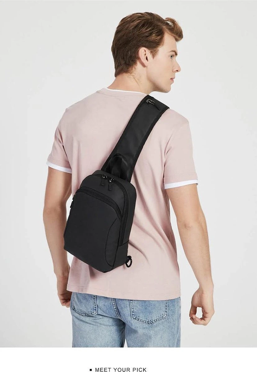 Pro-Care CrossBody Tas - Waterdicht - Universele Fit - Tablet 7.9 Inch - Telefoon Kabel Opening - Uniek Design - Zwart 6 Pro-Care CrossBody Tas - Waterdicht - Universele Fit - Tablet 7.9 Inch - Telefoon Kabel Opening - Uniek Design - Zwart - Afbeelding 4