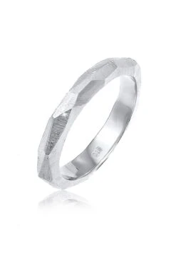 Elli PREMIUM Dames Ring Dames Koppel Vertrouwen Mat Geo Look In Verguld 925 Sterling Zilver