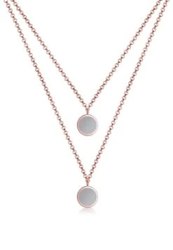 Elli Dames Halsketting Dames Laagje Cirkel Geo-Emaille In 925 Sterling Zilver Rose Goud Geplateerd
