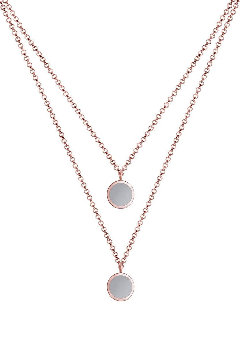 Elli Dames Halsketting Dames Laagje Cirkel Geo-Emaille In 925 Sterling Zilver Rose Goud Geplateerd 4 Elli Dames Halsketting Dames Laagje Cirkel Geo-Emaille In 925 Sterling Zilver Rose Goud Geplateerd - Afbeelding 2