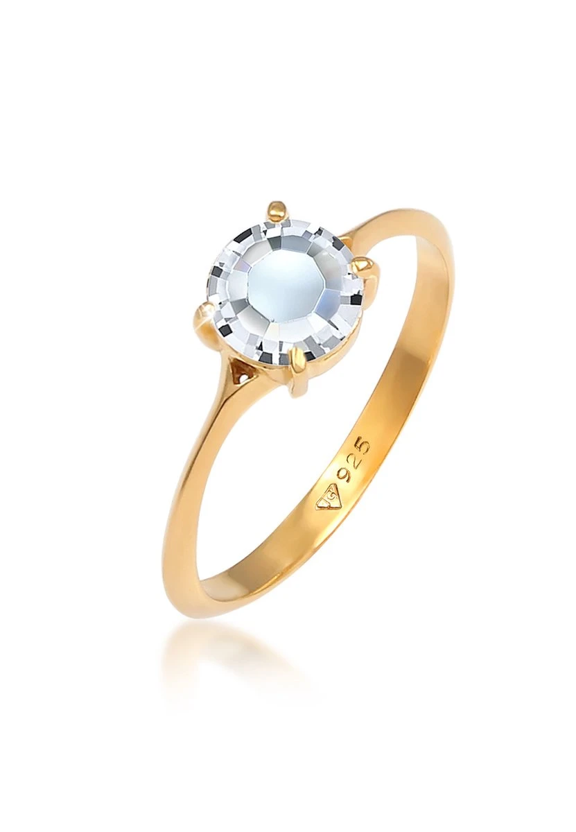 Elli Dames Ring Damesring Solitair Verloving Met Kristal Van Verguld 925 Sterling Zilver 3 Elli Dames Ring Damesring Solitair Verloving Met Kristal Van Verguld 925 Sterling Zilver