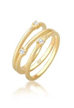 Elli Dames Ring Dames Wikkel Filigraan Elegant Met Vergulde Zirkoniakristallen In 925 Sterling Zilver