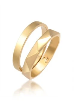 Elli Dames Ring Dames Bandring Basic Zeshoek Gehamerd In 925 Sterling Zilver