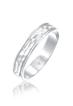 Elli PREMIUM Dames Ring Dames Band Paar Partner Bruiloft Gestructureerd In 925 Sterling Zilver