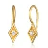Elli PREMIUM Oorbellen Dames Oor Hanger Rhombus Elegant Met Diamant (0,06 Ct) In 925 Sterling Zilver Verguld -Liora Luxe Winkel 831x1200 76