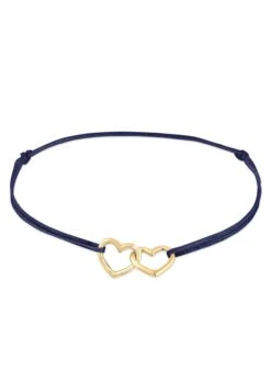 Elli Dames Armband Dames Hart Verstrengeld Nylon Blauw In 925 Sterling Zilver Verguld