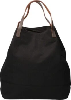 Leather Design Canvas Tote Bag Shopper Zwart -Liora Luxe Winkel 850x1200 1