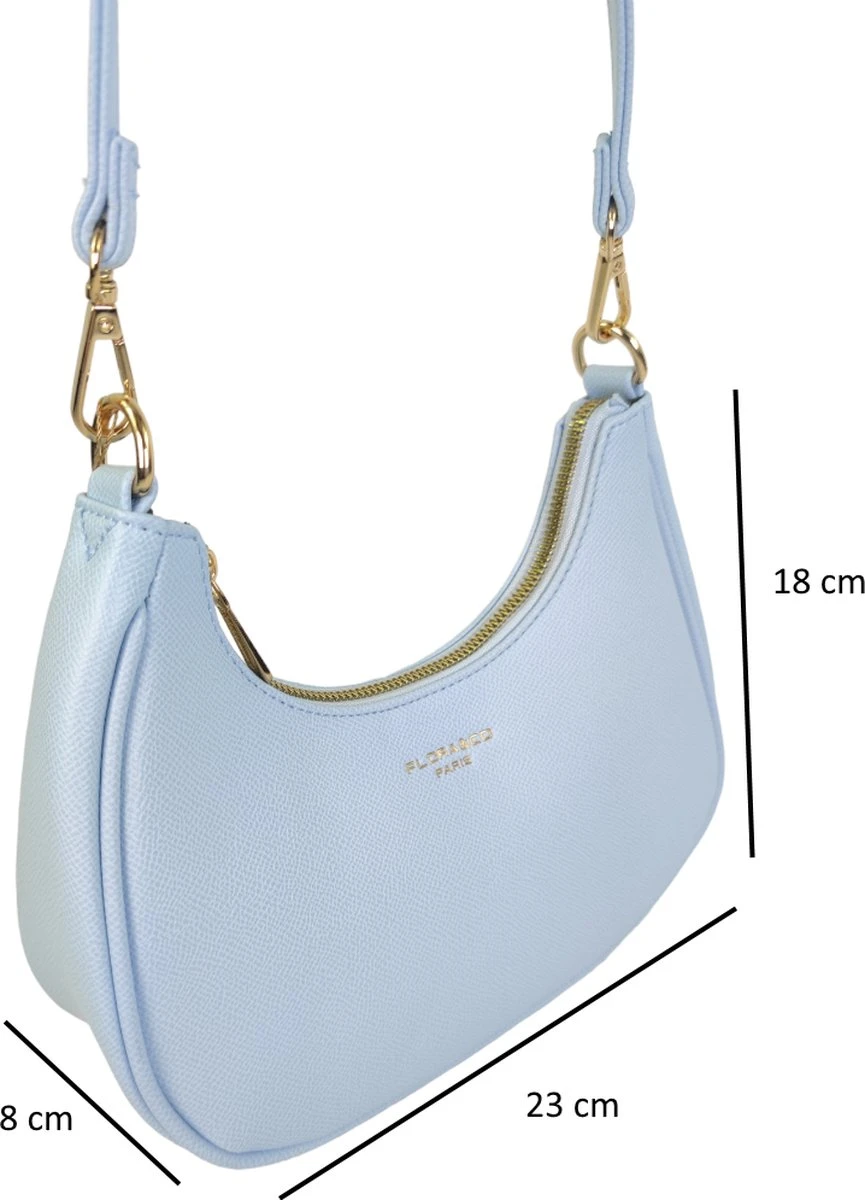 Flora&Co - Paris - Luxe Schoudertasje/crossbody - Wisselbare Riem - Licht Blauw 6 Flora&Co - Paris - Luxe Schoudertasje/crossbody - Wisselbare Riem - Licht Blauw - Afbeelding 4