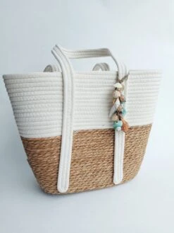 Mix En Match - Strandtas - Ibiza - Bohemian - Schelpenhanger - Creme - Riet - Katoen - 45x38cm -Liora Luxe Winkel 900x1200 32