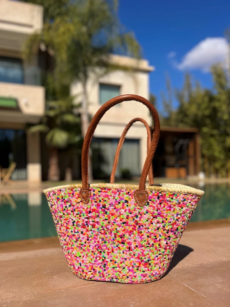 Bohemida- Rieten Tas - Boho Ibiza Shopper Tas/Strandtas - Multi Pailletten - Boodschappentas - Mandtas – Boodschappenmand 4 Bohemida- Rieten Tas - Boho Ibiza Shopper Tas/Strandtas - Multi Pailletten - Boodschappentas - Mandtas – Boodschappenmand - Afbeelding 2