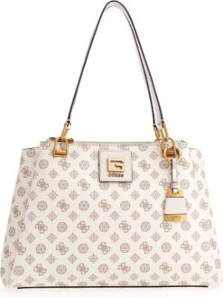 Guess Alva Status Carryall Handtas - Cream Logo