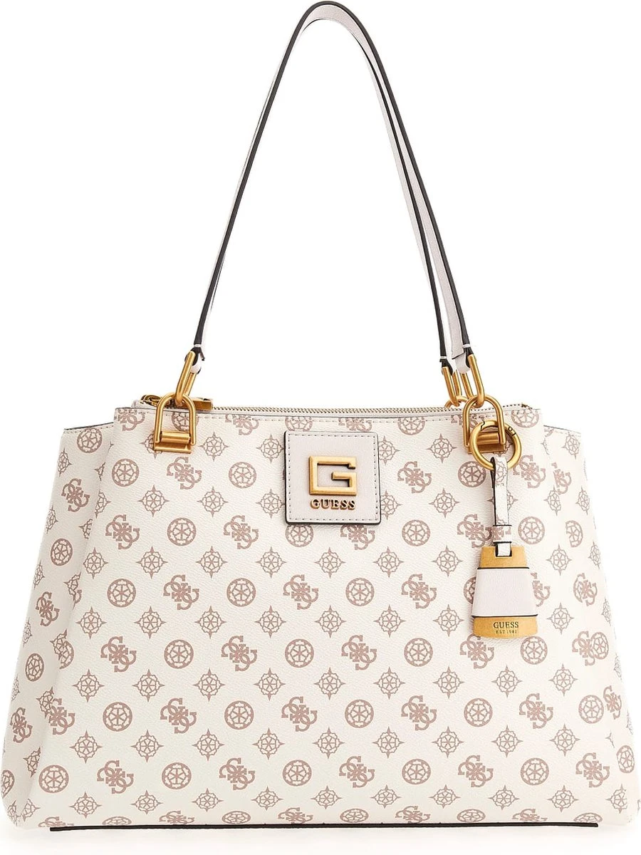 Guess Alva Status Carryall Handtas - Cream Logo 3 Guess Alva Status Carryall Handtas - Cream Logo