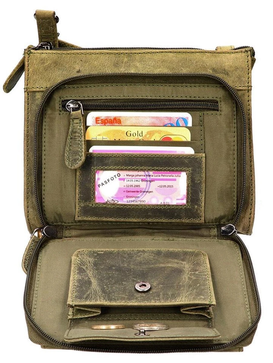 Leather Design Leren Schoudertasje / Heuptasje Groen 6 Leather Design Leren Schoudertasje / Heuptasje Groen - Afbeelding 4