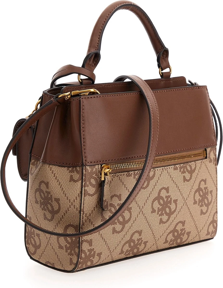 Guess Berta Sml Dbl Cmprtmnt Satchel Schoudertassen Dames - Camel - Maat ONESIZE 4 Guess Berta Sml Dbl Cmprtmnt Satchel Schoudertassen Dames - Camel - Maat ONESIZE - Afbeelding 2